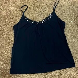 Loft Navy Camisole with Sequin and Beaded detail